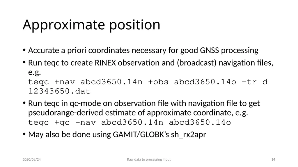GNSS data from receiver to processing input M. A. - slide 14 of 15