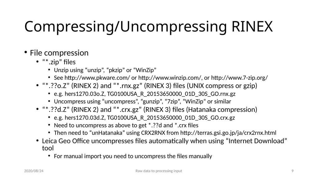 GNSS data from receiver to processing input M. A. - slide 9 of 15