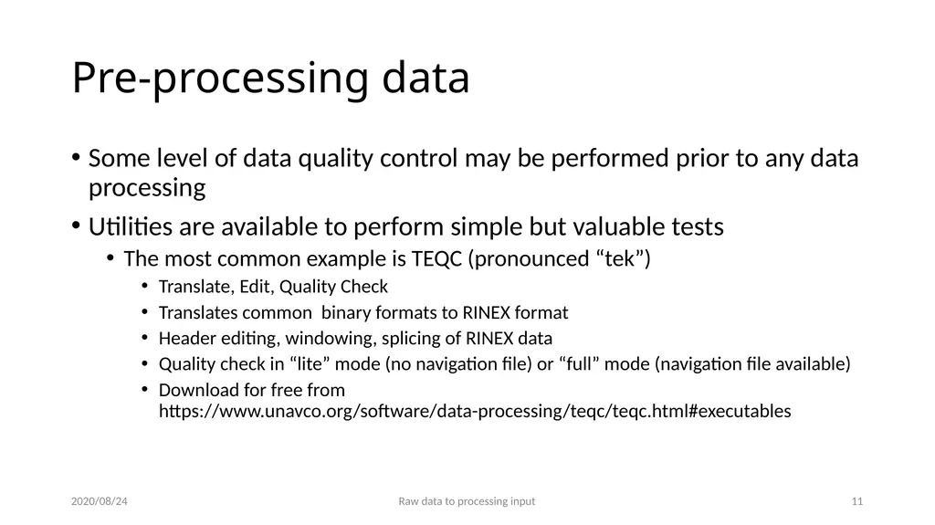 GNSS data from receiver to processing input M. A. - slide 11 of 15