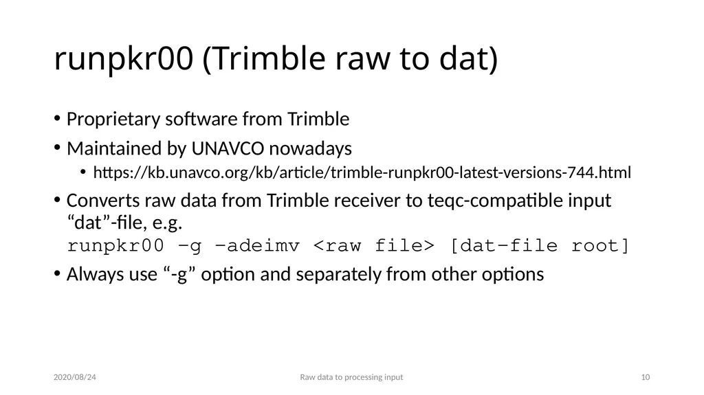 GNSS data from receiver to processing input M. A. - slide 10 of 15