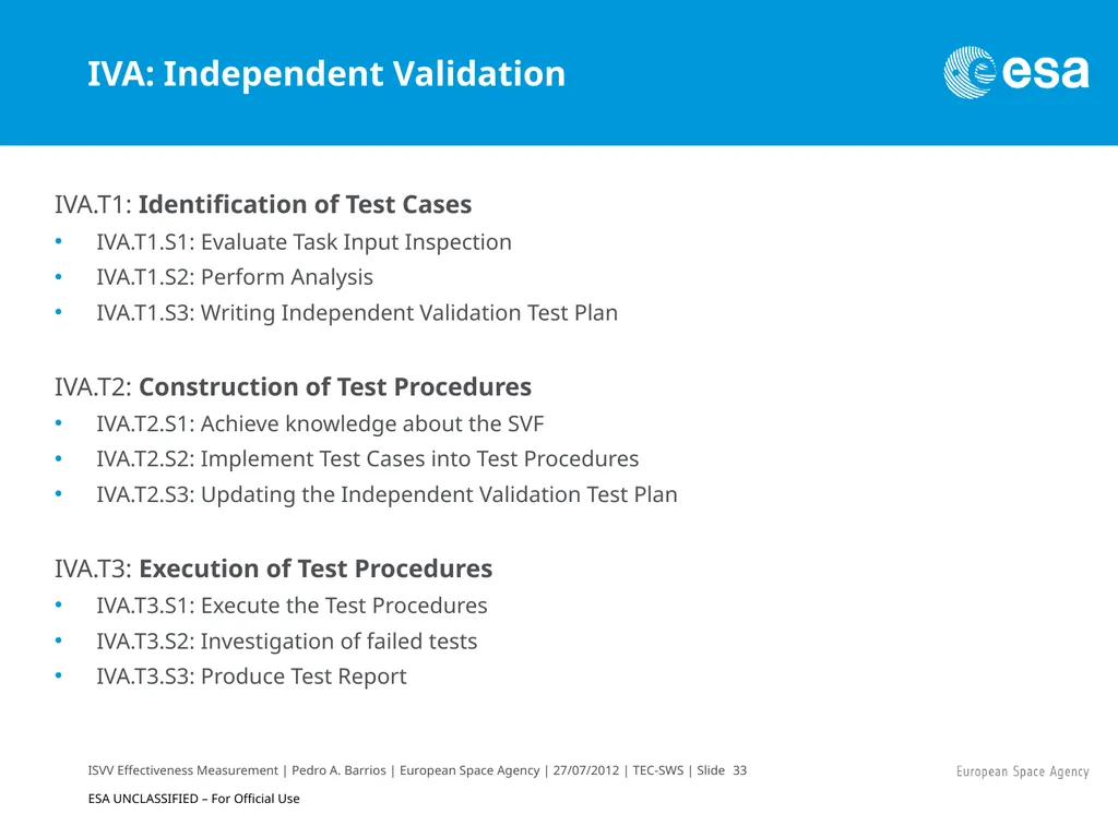 ISVV Effectiveness Measurement in ESA Space - slide 33 of 33