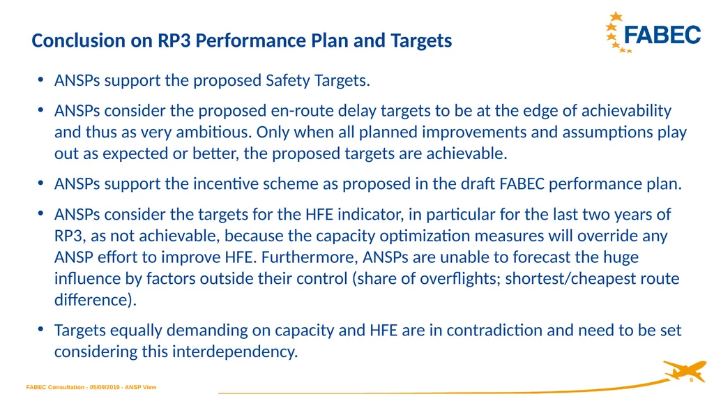 ANSP Stakeholder View on RP3 Performance Plan and - slide 9 of 12