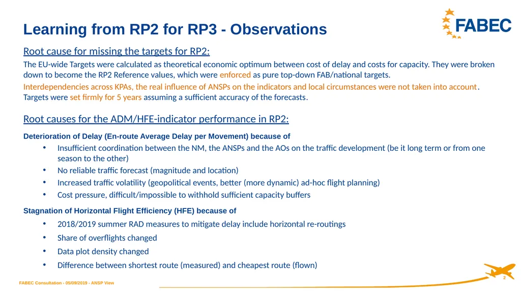ANSP Stakeholder View on RP3 Performance Plan and - slide 2 of 12