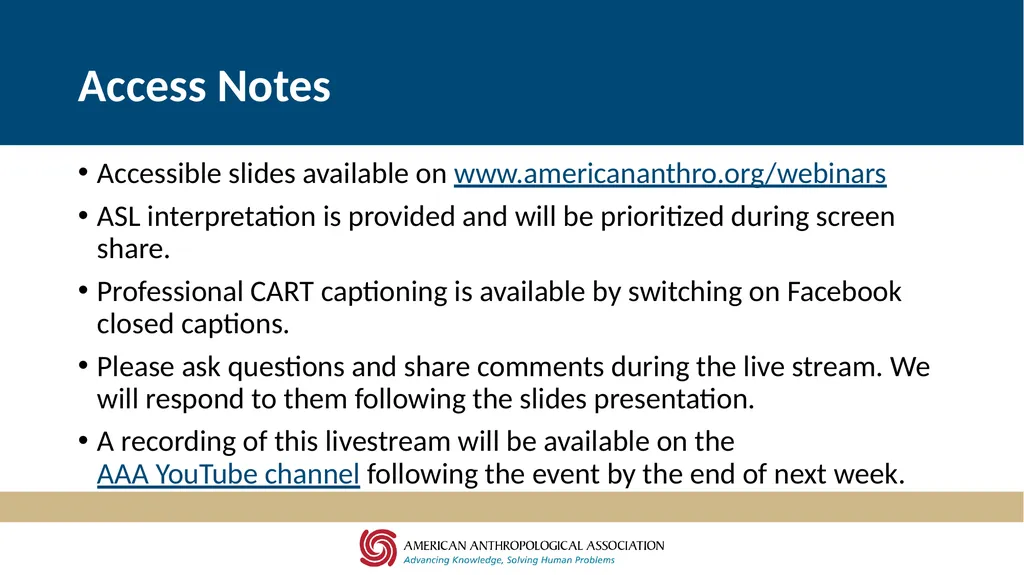 Accessibility at AAA Thursday, September 3, 2020, - slide 3 of 18