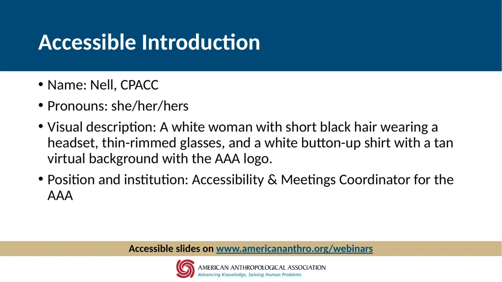 Accessibility at AAA Thursday, September 3, 2020, - slide 2 of 18