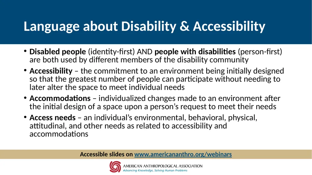 Accessibility at AAA Thursday, September 3, 2020, - slide 6 of 18