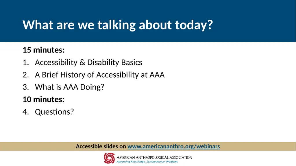 Accessibility at AAA Thursday, September 3, 2020, - slide 4 of 18