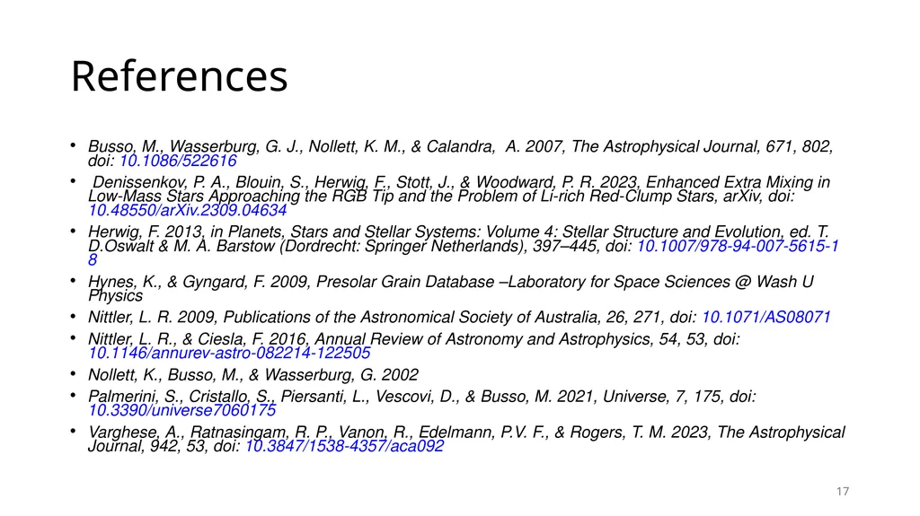 Using Cool-Bottom Processing in RGB and AGB stars - slide 17 of 17