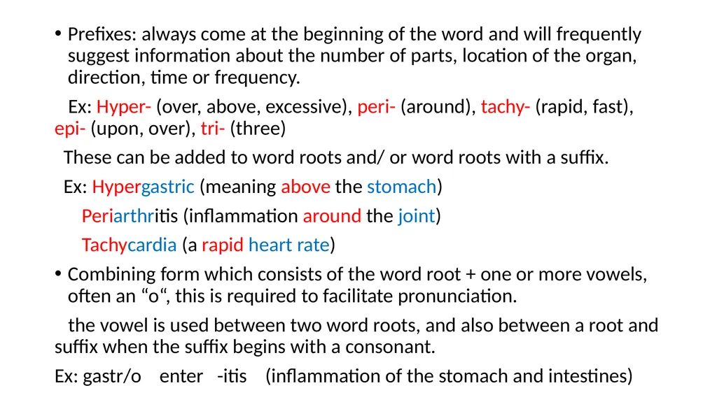 Medical Terminology Basic word roots and common - slide 4 of 5