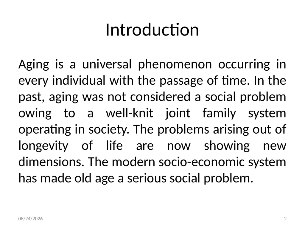 Social Work with Aged Dr. Muhammad Ibrar 5/13/2015 - slide 2 of 27