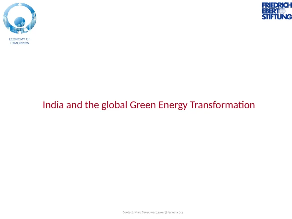 ECONOMY OF TOMORROW India and the global Green - slide 1 of 15