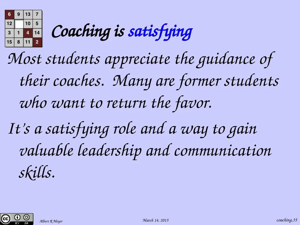 Being a 6.042 Team Coach coaching.1 Team Learning - slide 35 of 36