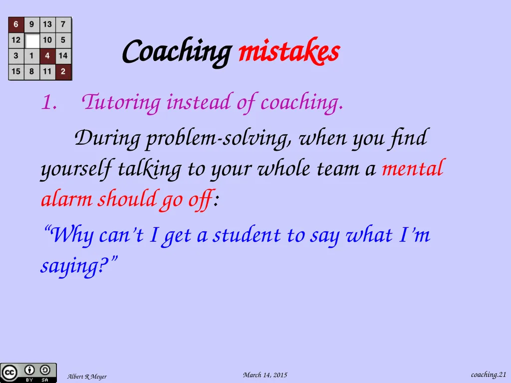 Being a 6.042 Team Coach coaching.1 Team Learning - slide 21 of 36