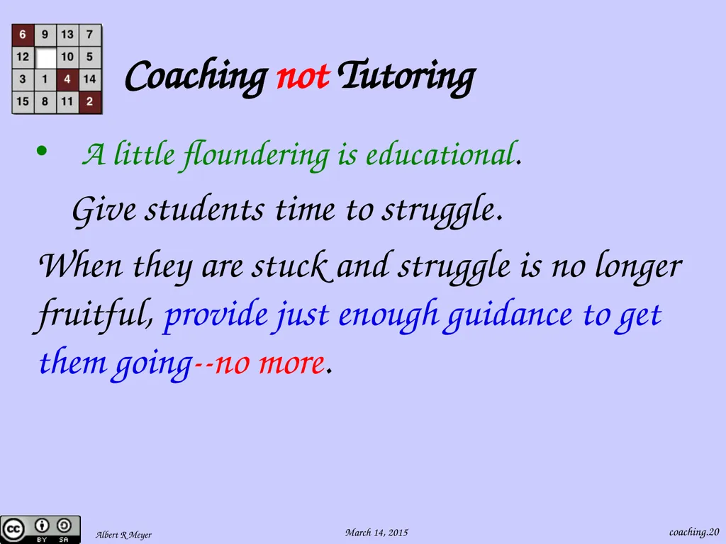 Being a 6.042 Team Coach coaching.1 Team Learning - slide 20 of 36