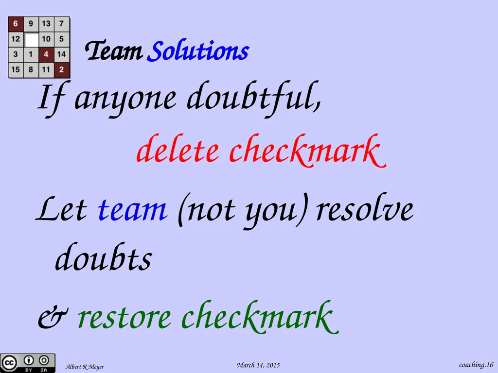 Being a 6.042 Team Coach coaching.1 Team Learning - slide 16 of 36