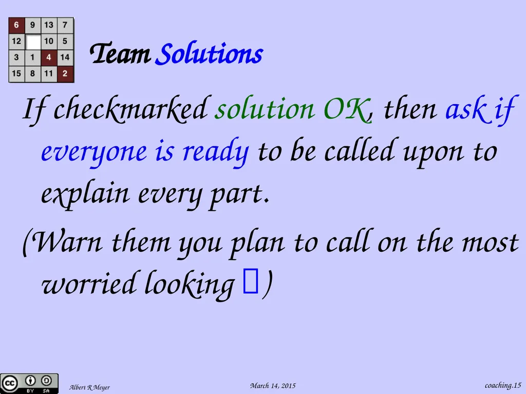 Being a 6.042 Team Coach coaching.1 Team Learning - slide 15 of 36