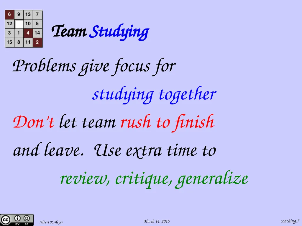 Being a 6.042 Team Coach coaching.1 Team Learning - slide 7 of 36