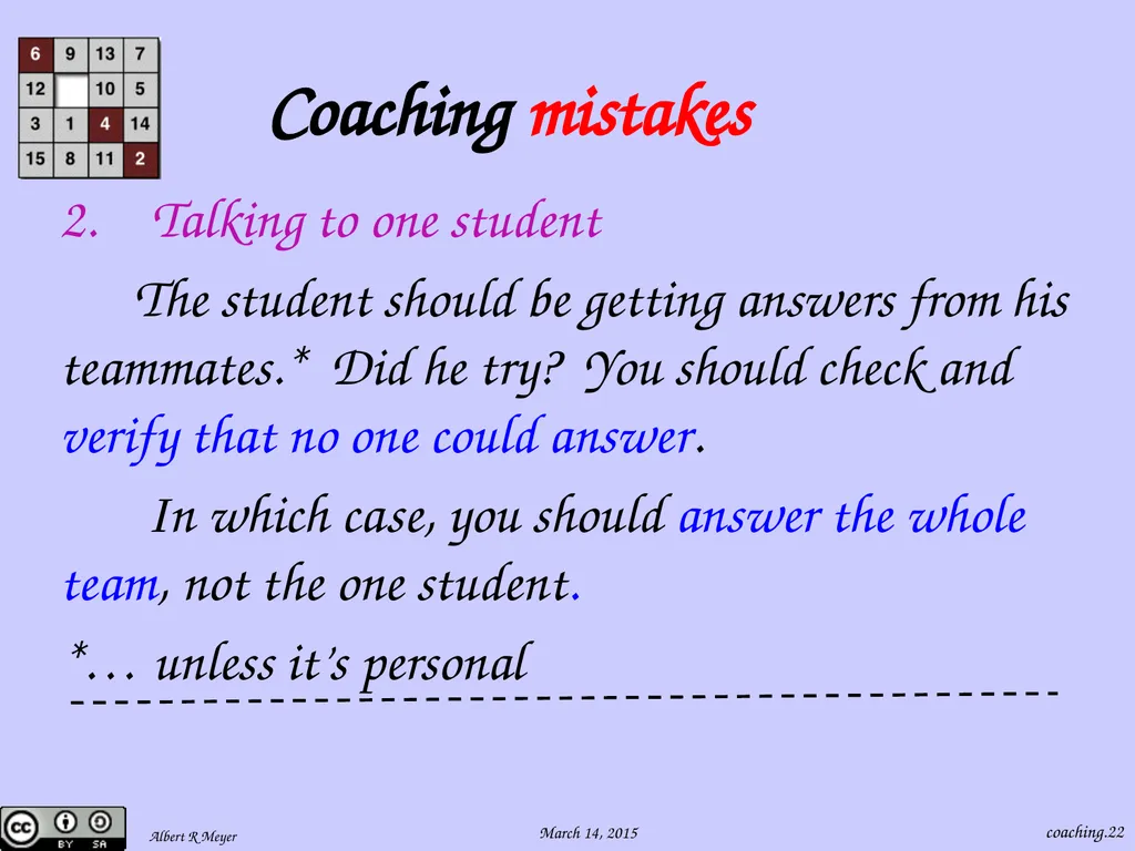 Being a 6.042 Team Coach coaching.1 Team Learning - slide 22 of 36