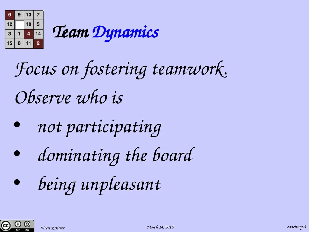 Being a 6.042 Team Coach coaching.1 Team Learning - slide 8 of 36