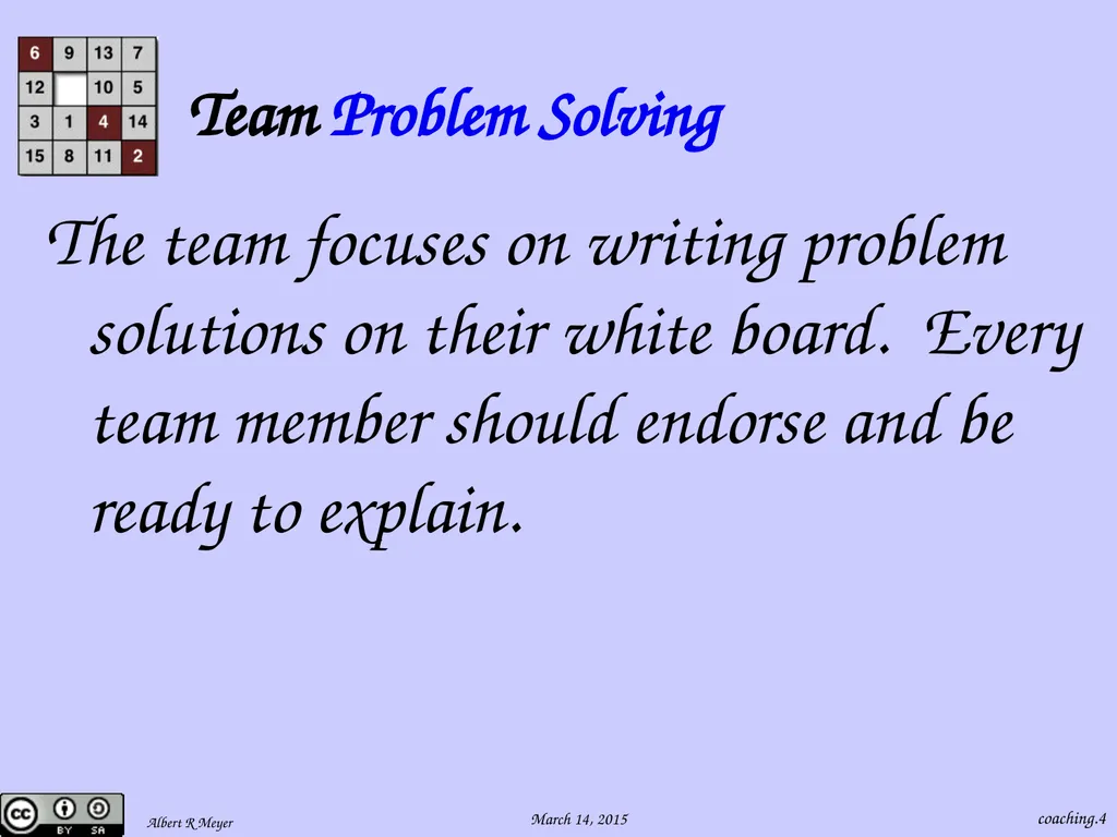 Being a 6.042 Team Coach coaching.1 Team Learning - slide 4 of 36