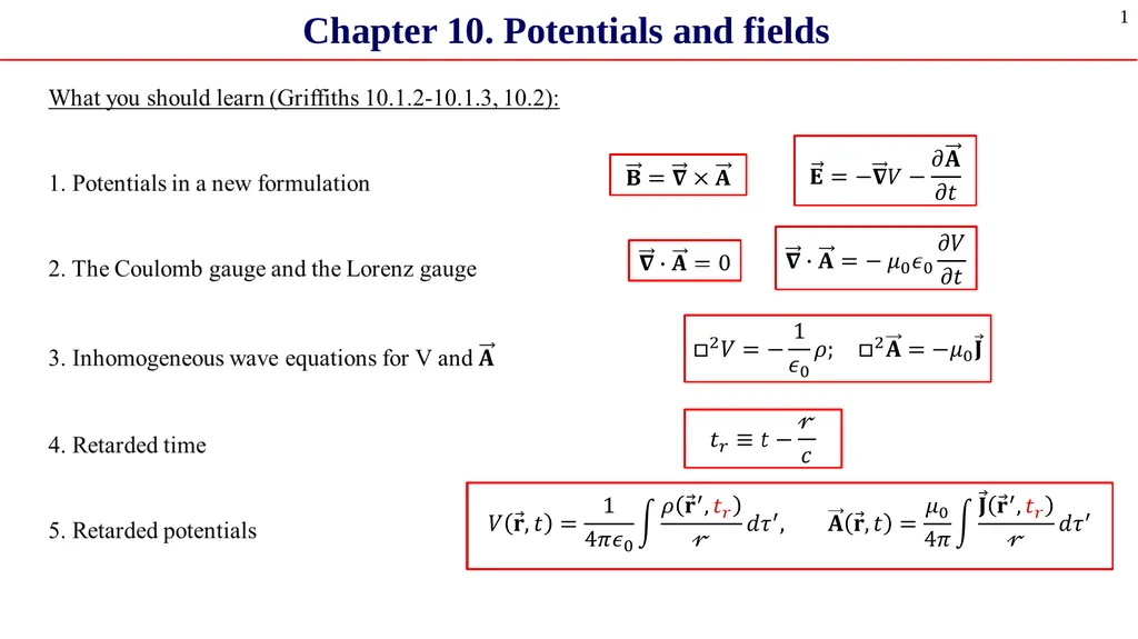 Chapter 10. Potentials and fields 1 Chapter 10. - slide 1 of 21