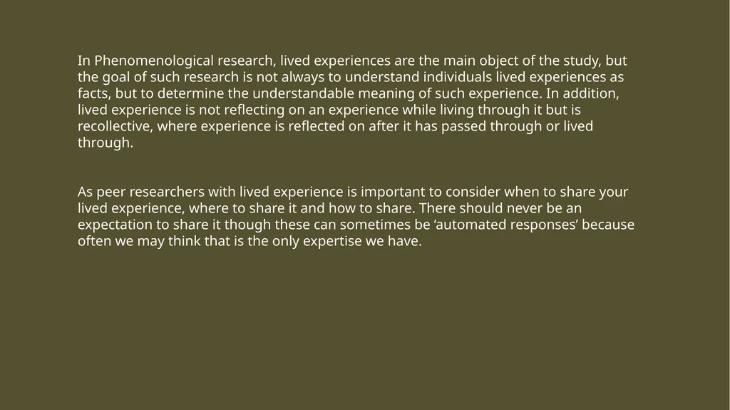 Lived experience vs Expertise gained from lived - slide 7 of 13
