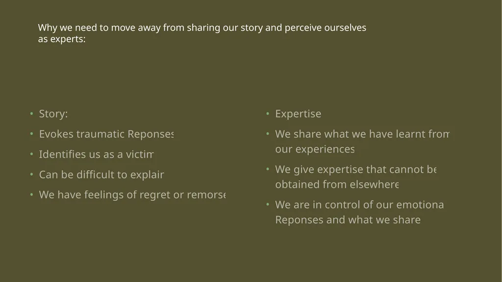 Lived experience vs Expertise gained from lived - slide 9 of 13