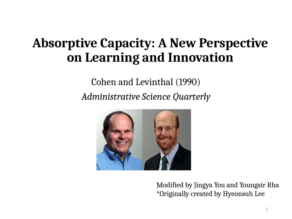 Absorptive Capacity: A New Perspective on Learning - slide 1 of 13