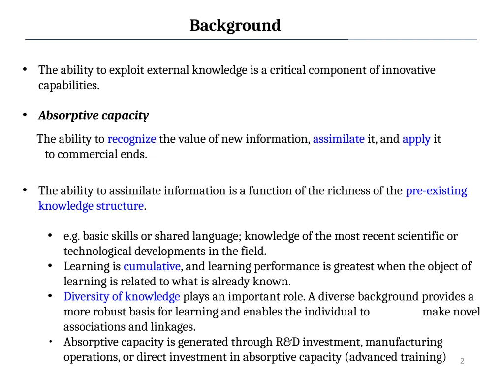 Absorptive Capacity: A New Perspective on Learning - slide 2 of 13