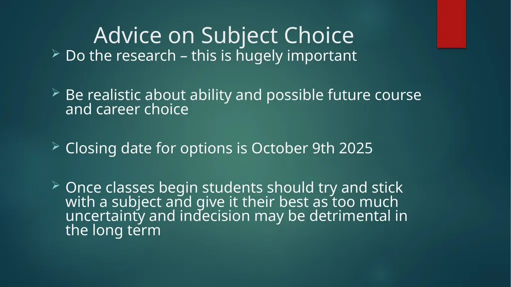 1ST YEAR SUBJECT CHOICE 2025/26 CORE JUNIOR CYCLE - slide 22 of 22