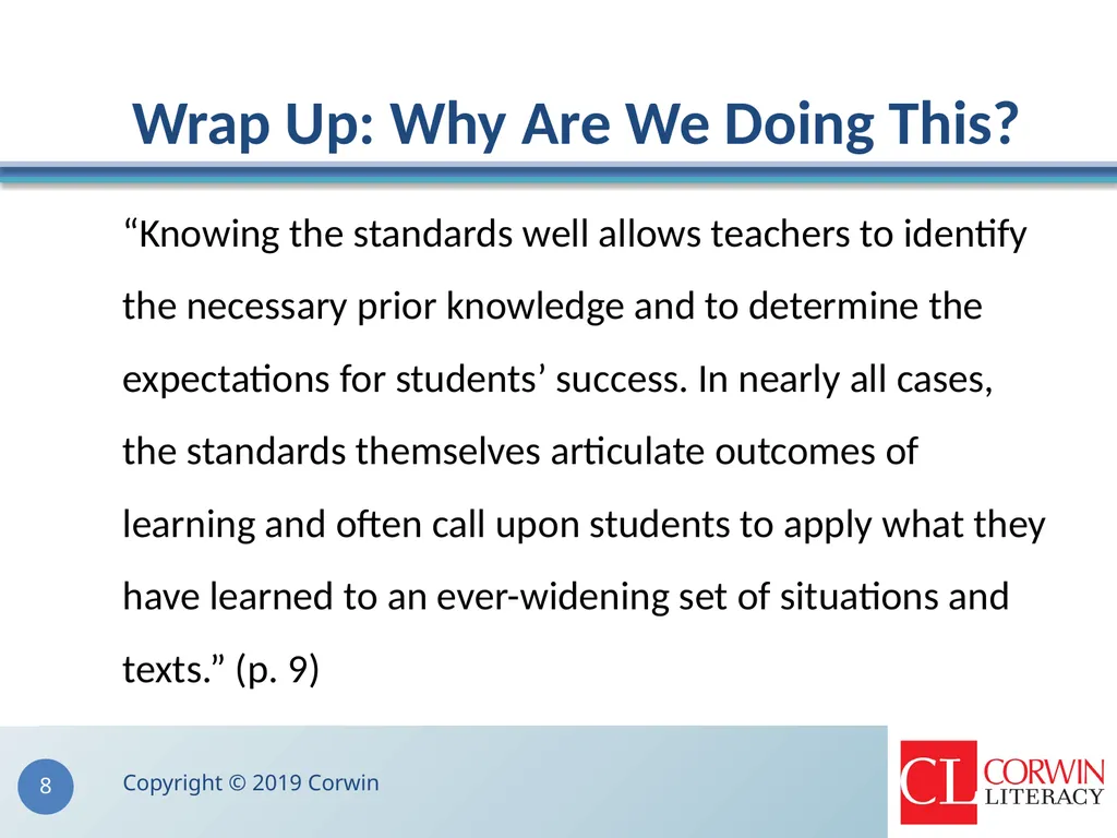 The Teacher Clarity Playbook Module 1. Identifying - slide 8 of 8