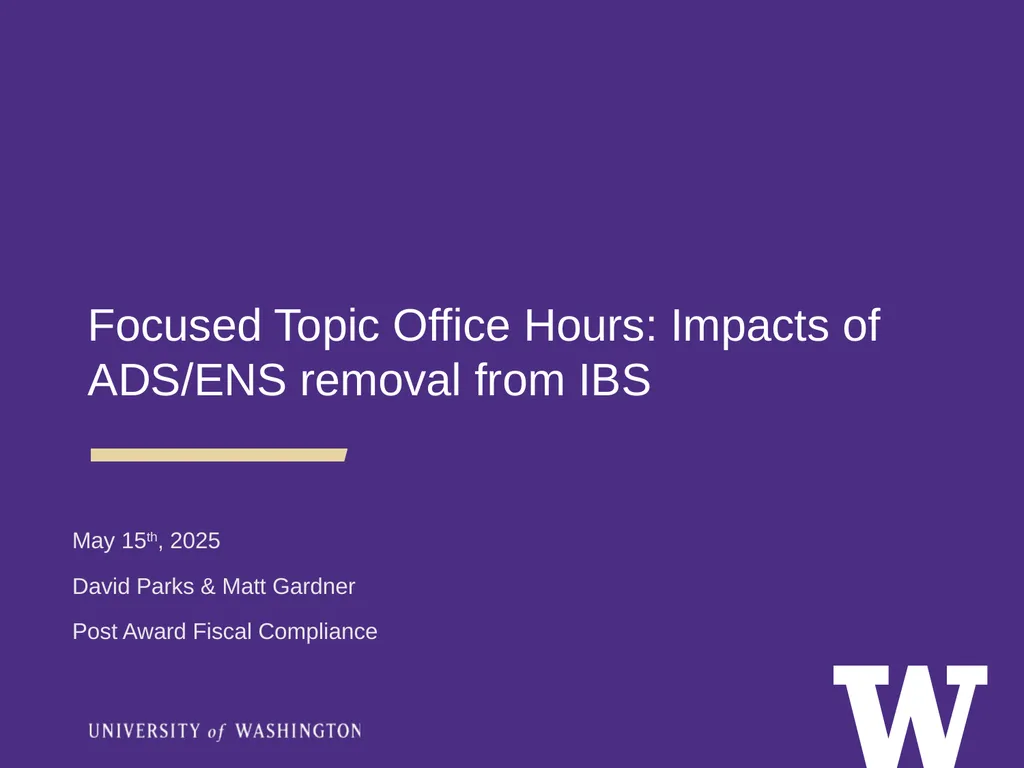 Focused Topic Office Hours: Impacts of ADS/ENS - slide 1 of 8