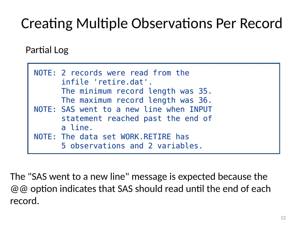 Chapter 20 Creating Multiple Observations from a - slide 12 of 24