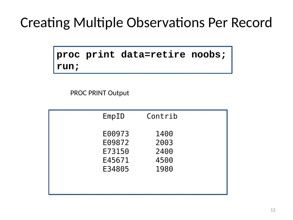 Chapter 20 Creating Multiple Observations from a - slide 13 of 24