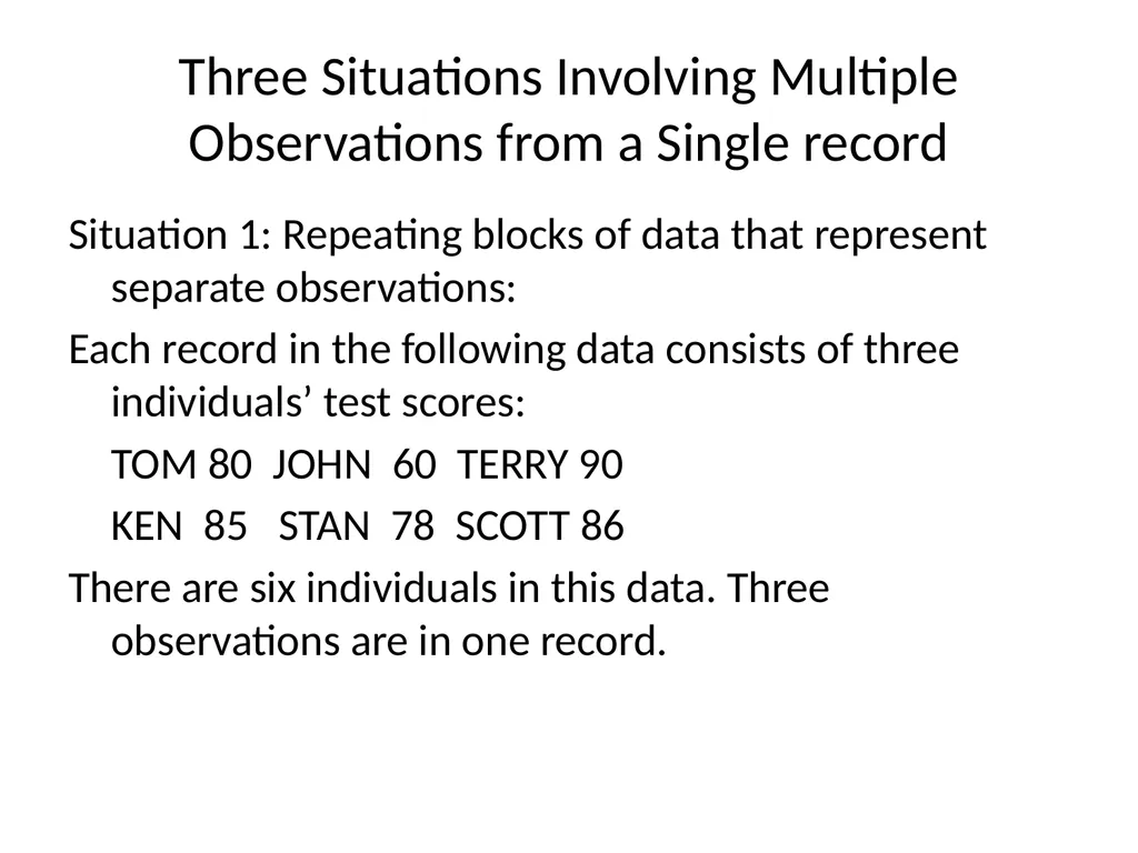 Chapter 20 Creating Multiple Observations from a - slide 2 of 24