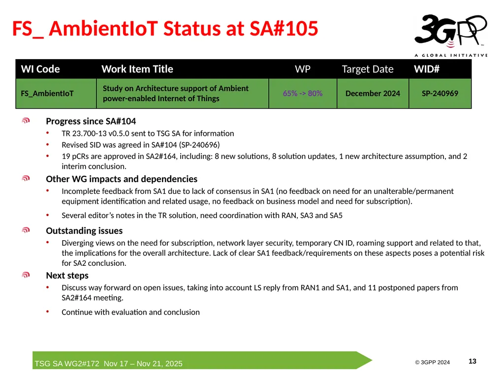 Rel-19 AmbientIoT-ARC Status Report Runze Zhou - slide 13 of 29