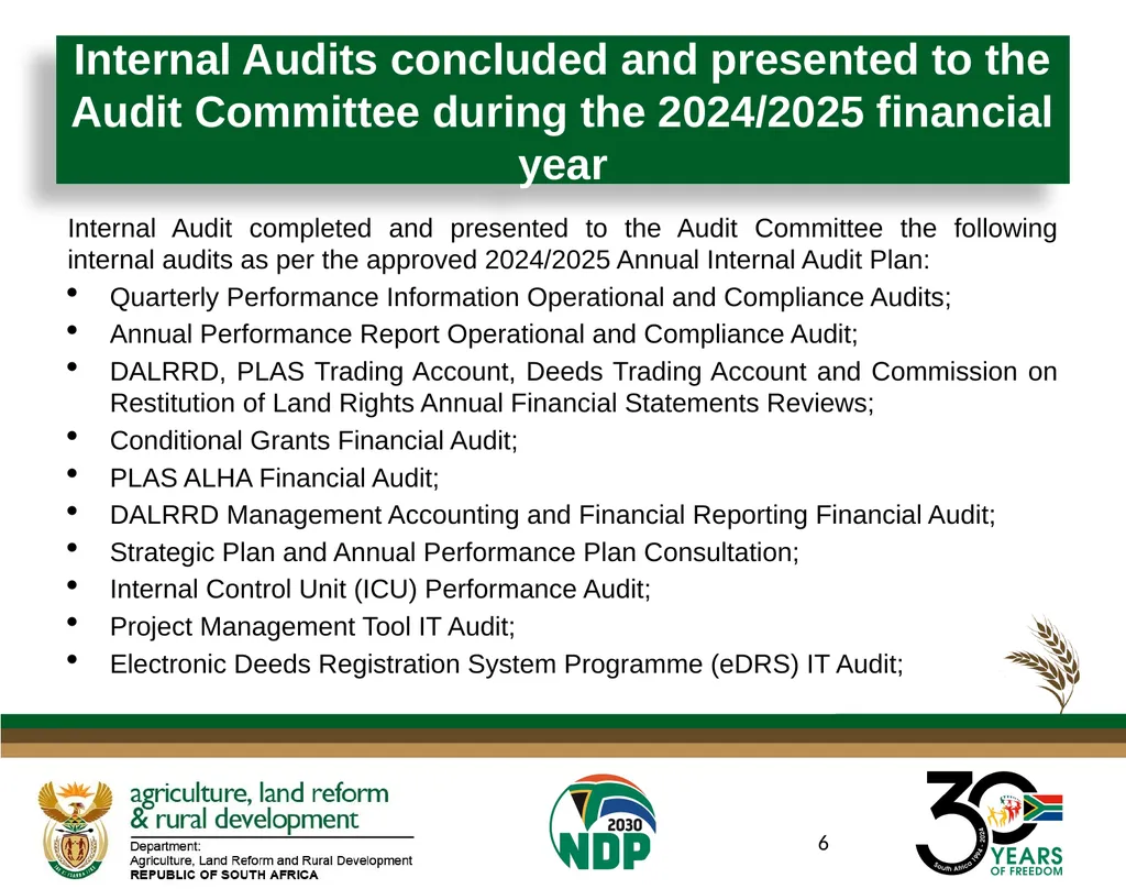 Presentation to the Portfolio Committee on Land - slide 6 of 13