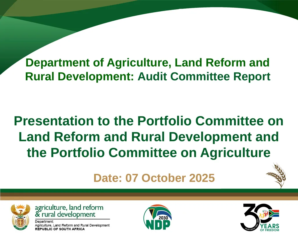 Presentation to the Portfolio Committee on Land - slide 1 of 13
