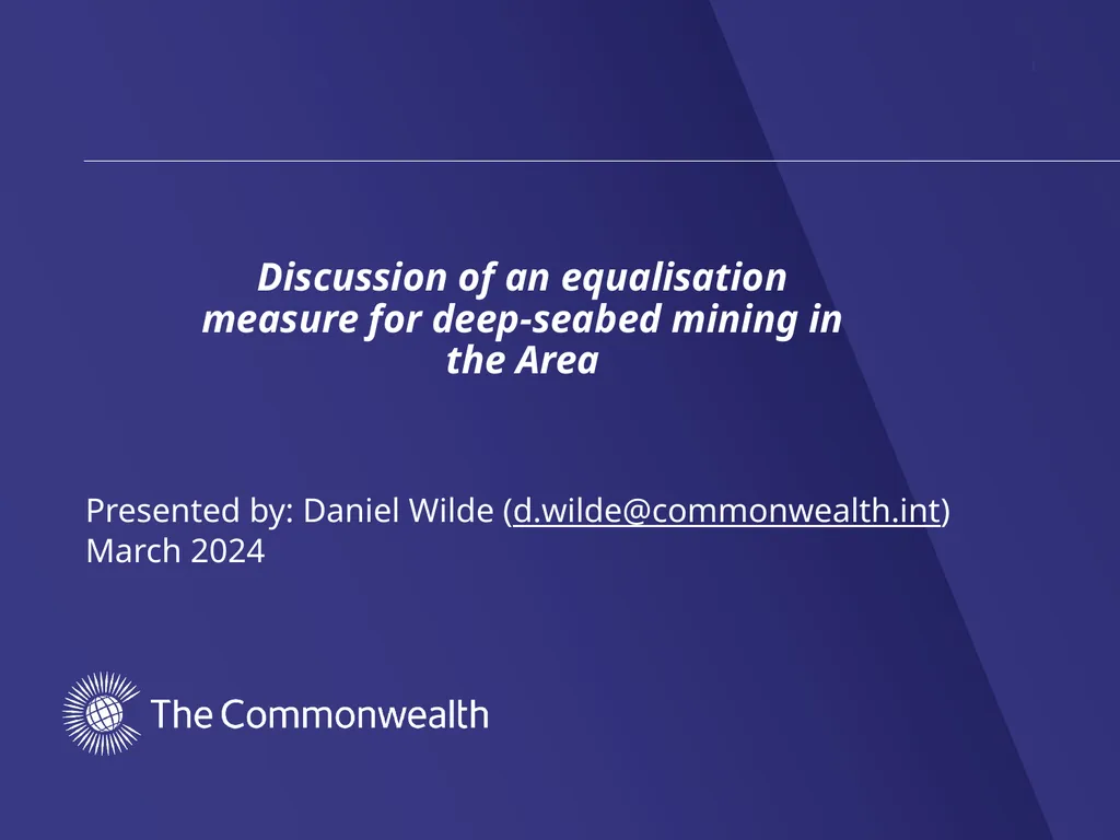Discussion of an equalisation measure for - slide 1 of 18
