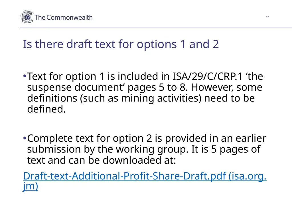 Discussion of an equalisation measure for - slide 12 of 18