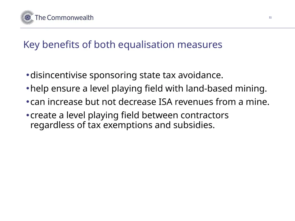 Discussion of an equalisation measure for - slide 11 of 18