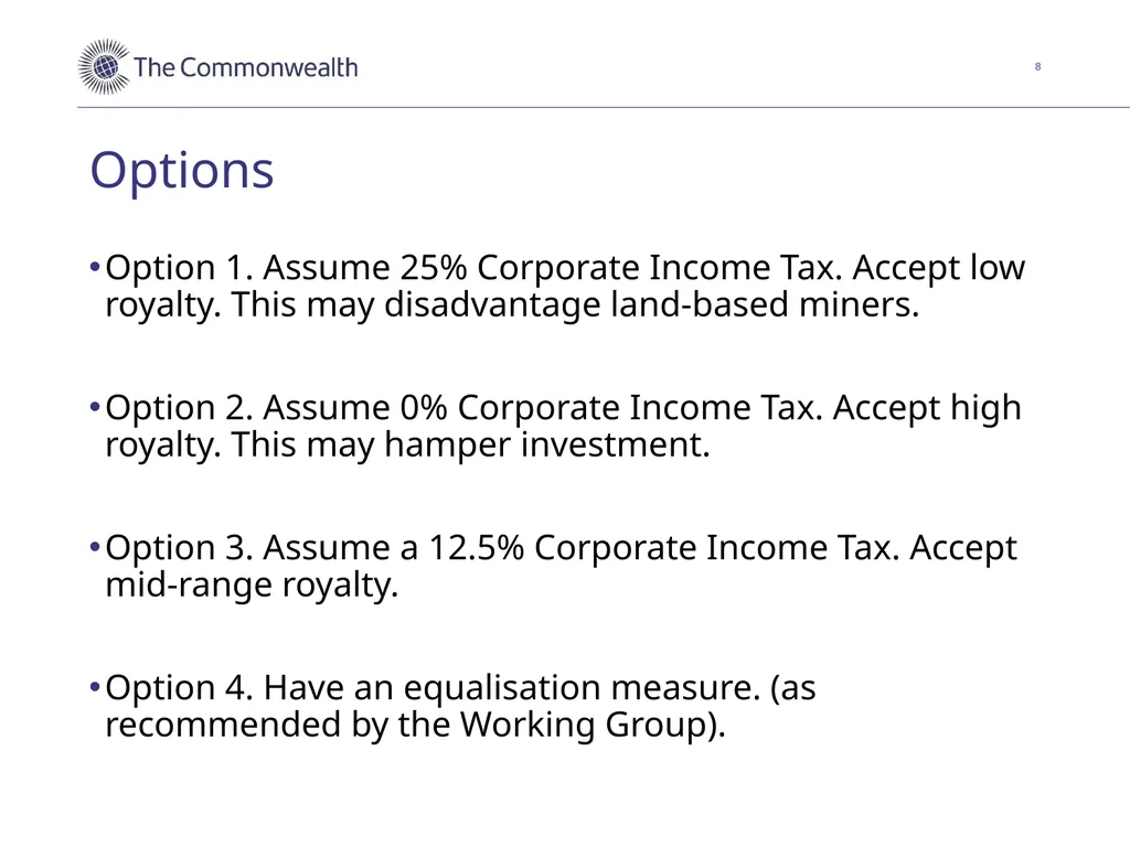 Discussion of an equalisation measure for - slide 8 of 18