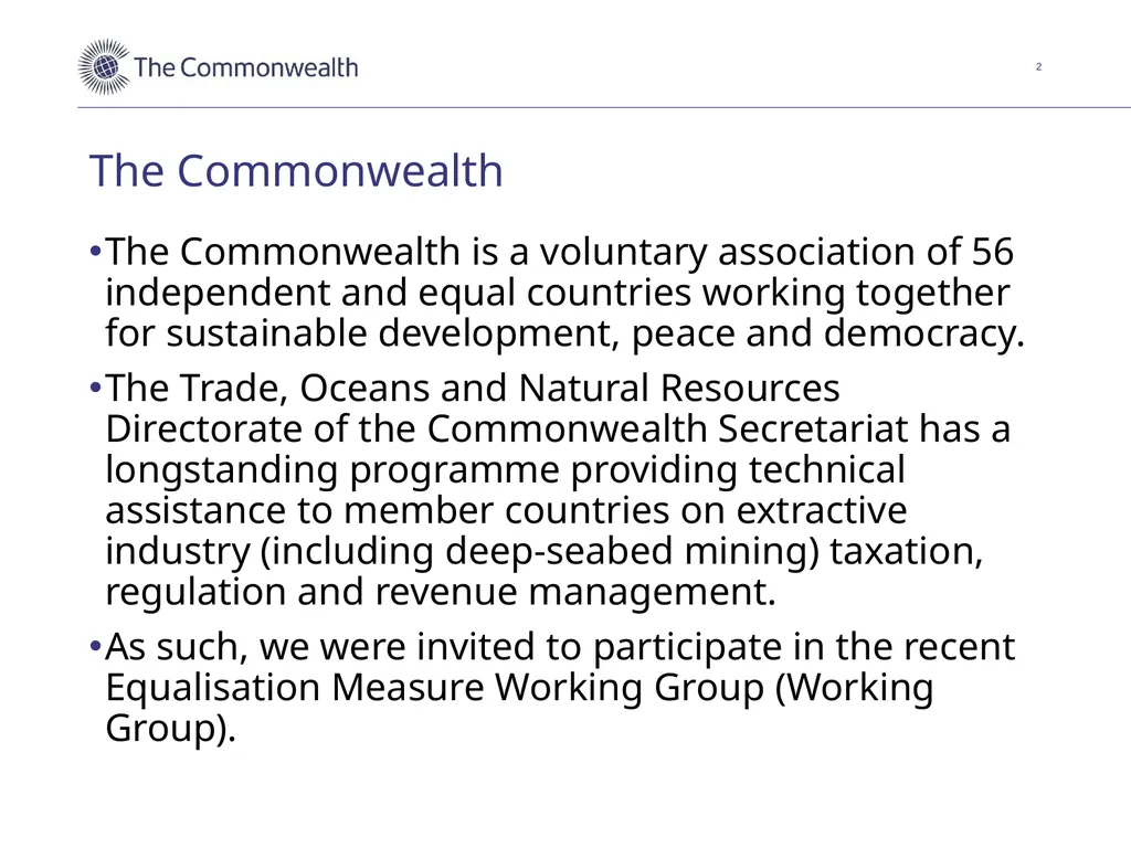 Discussion of an equalisation measure for - slide 2 of 18