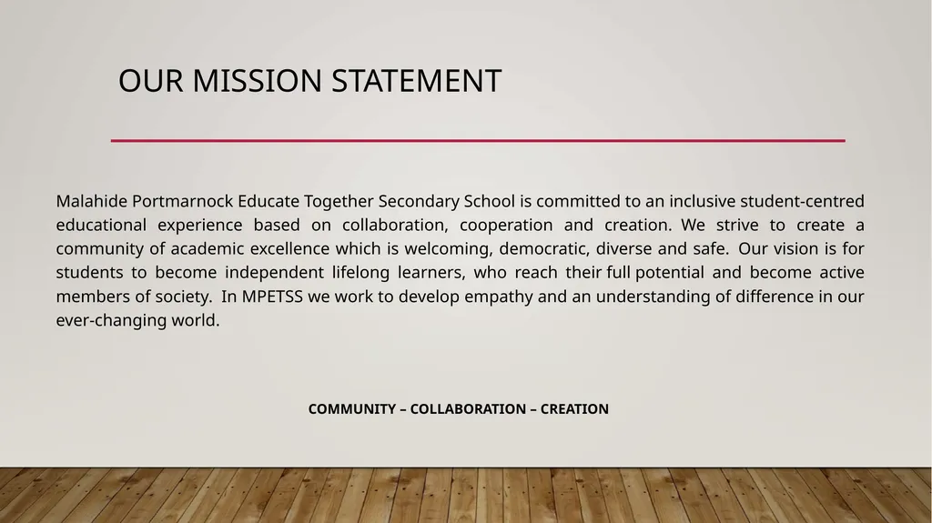 SENIOR CYCLE 2023-2025 OUR MISSION STATEMENT - slide 2 of 35