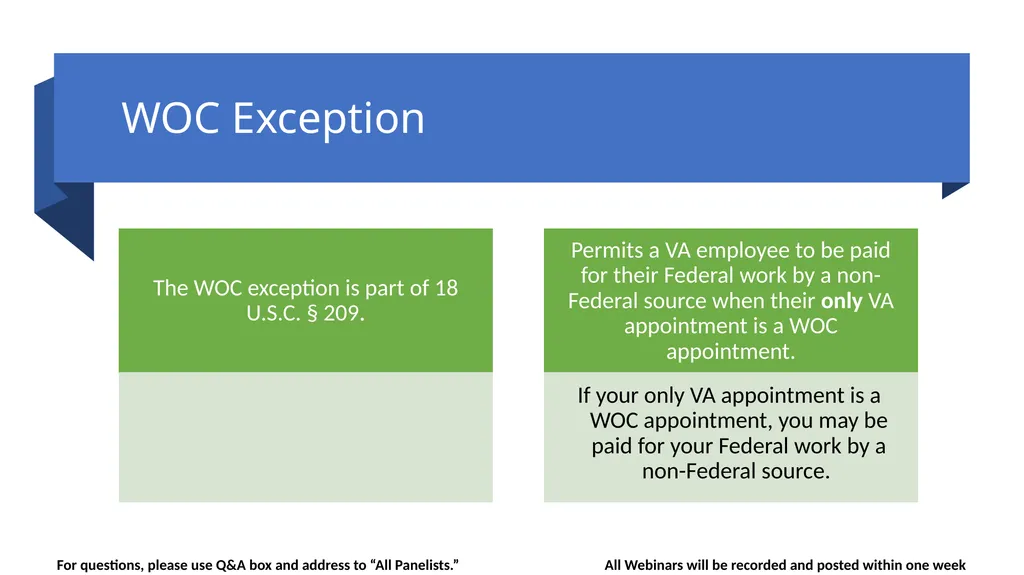 Guidance Regarding the Without Compensation (WOC) - slide 7 of 20
