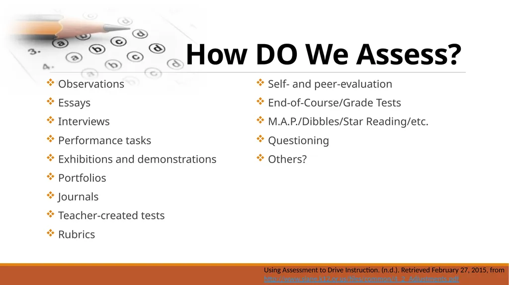 Assessment Boot camp Presented by: Amanda Chapman - slide 16 of 35