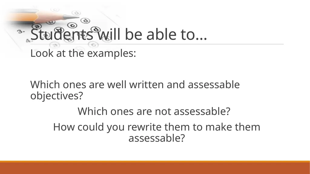 Assessment Boot camp Presented by: Amanda Chapman - slide 11 of 35
