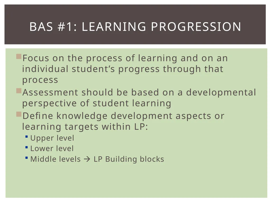 Review of BAS Learning progression Item design - slide 11 of 28