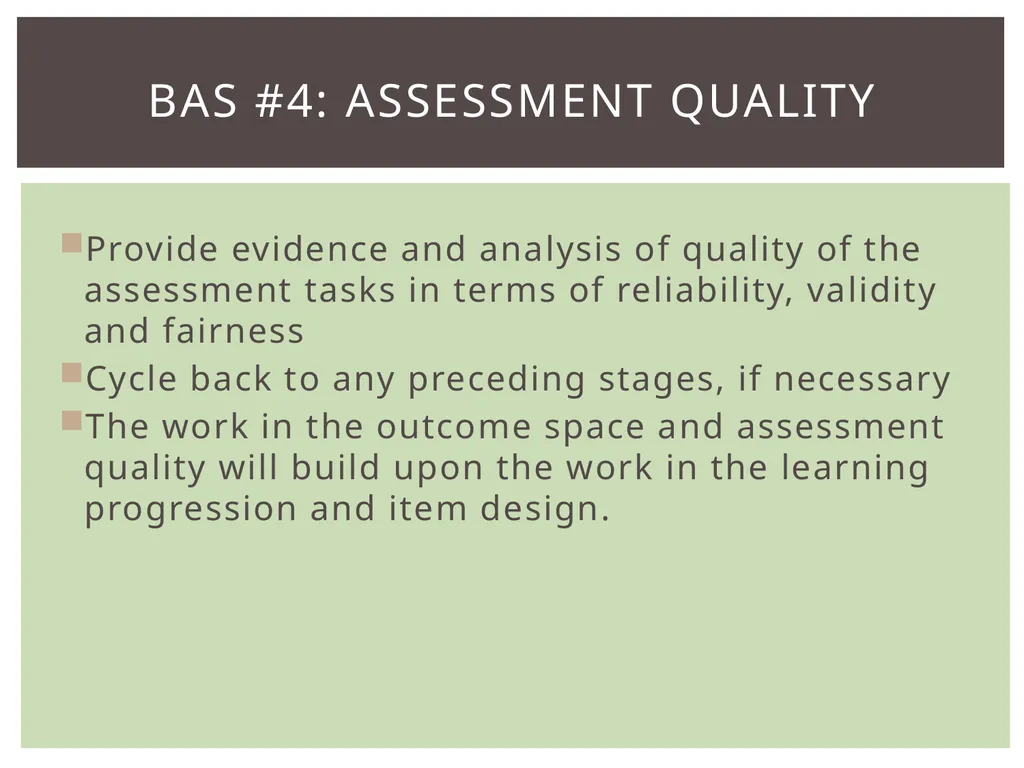 Review of BAS Learning progression Item design - slide 24 of 28
