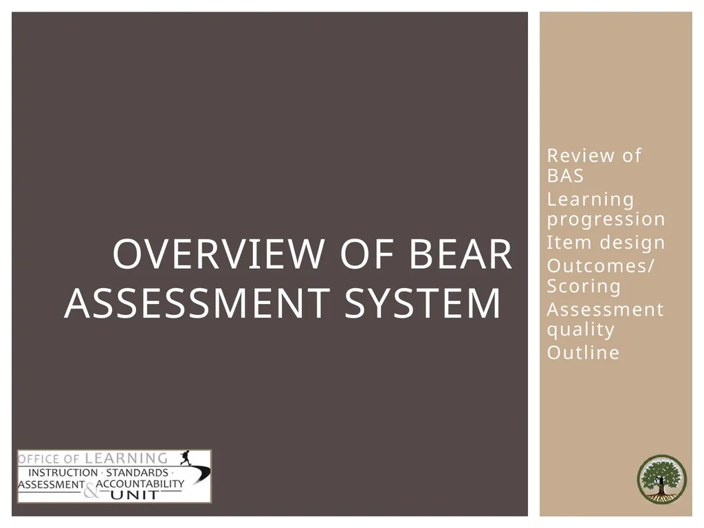 Review of BAS Learning progression Item design - slide 1 of 28